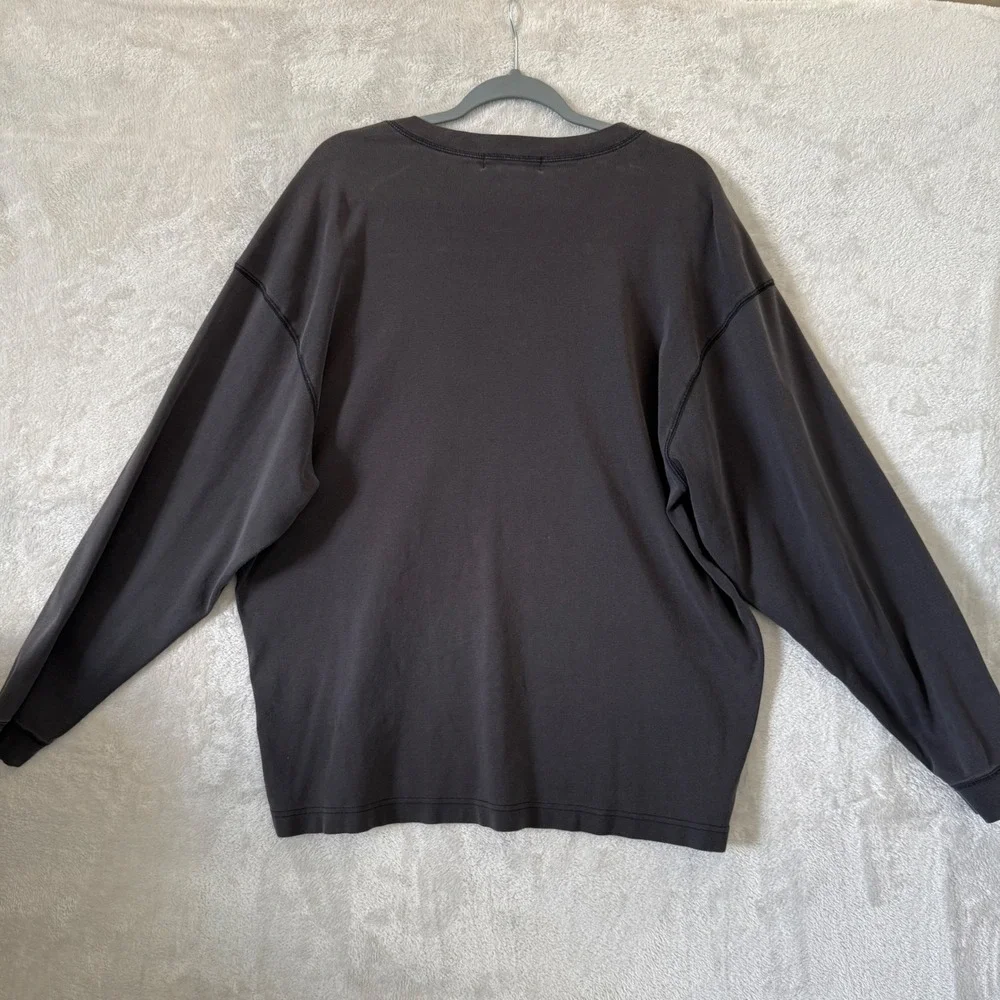 Banana Republic Mens XL Charcoal Henley Shirt Long Sleeve Faded Wash 100% Cotton